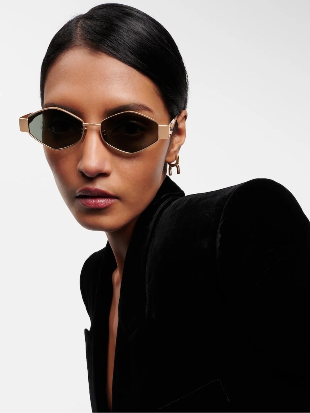 New Celine CL40254U 30N Sunglasses Gold Frame Geometric Shape Authentic - Picture 15 of 16
